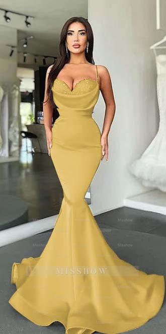 Mermaid Red Spaghetti Strap Sleeveless Sweetheart Formal Dress With Sequins