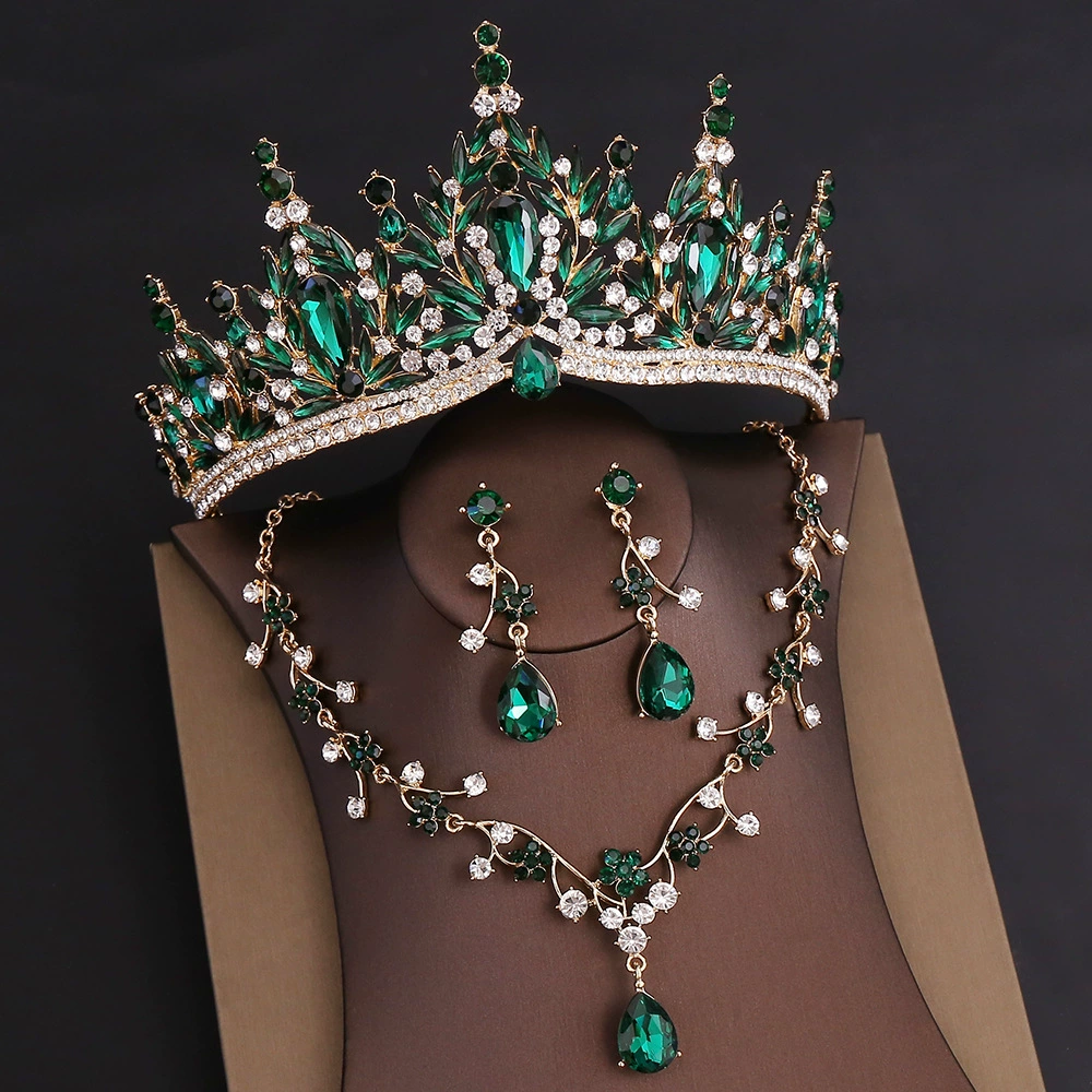 Misshow Rhinestone Headpiece Set Quinceanera Wedding & Birthday Jewelry with Crown Necklace & Earrings