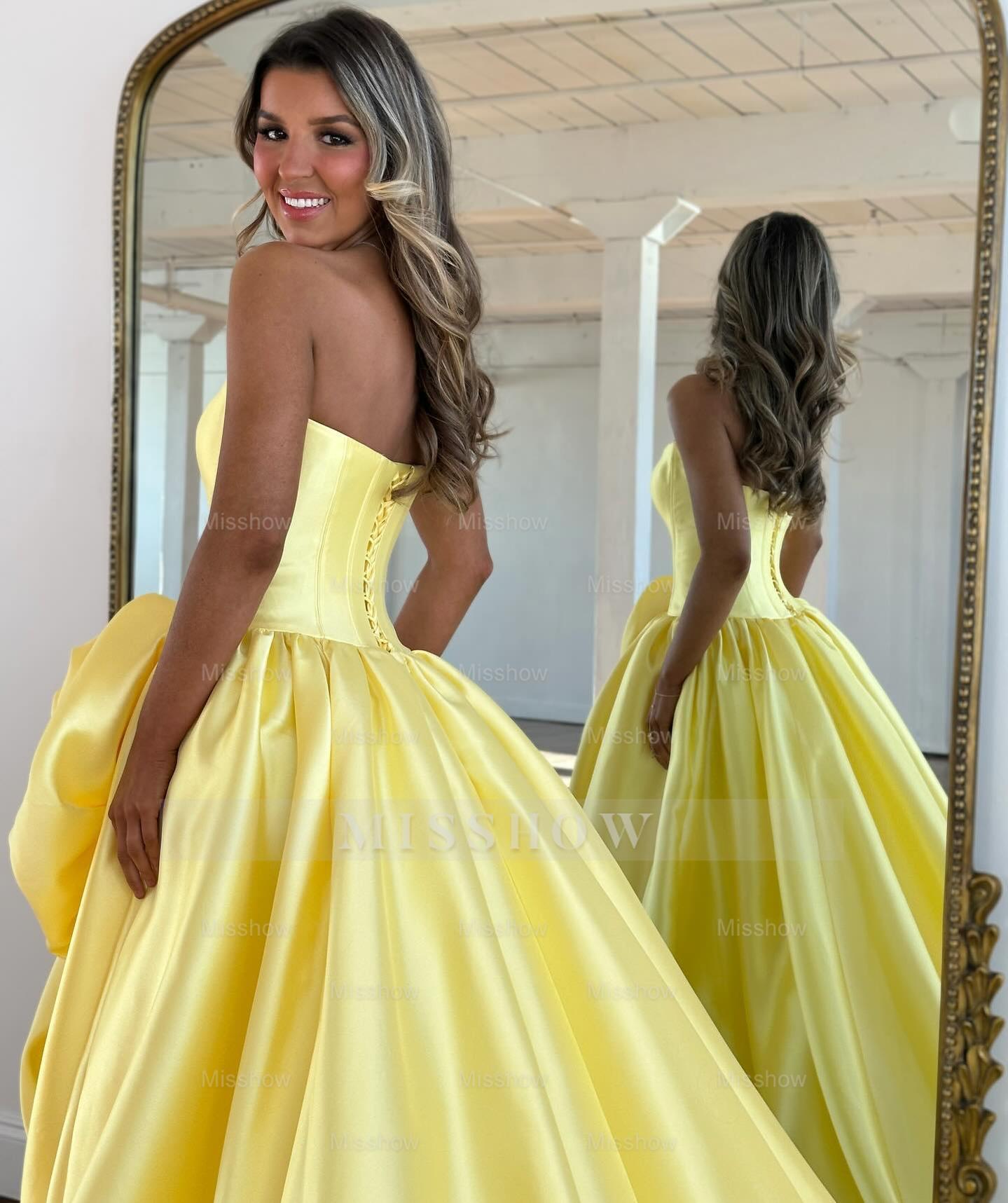 Modern Long A-line Red Strapless Prom Dress with Slit and Ruffles