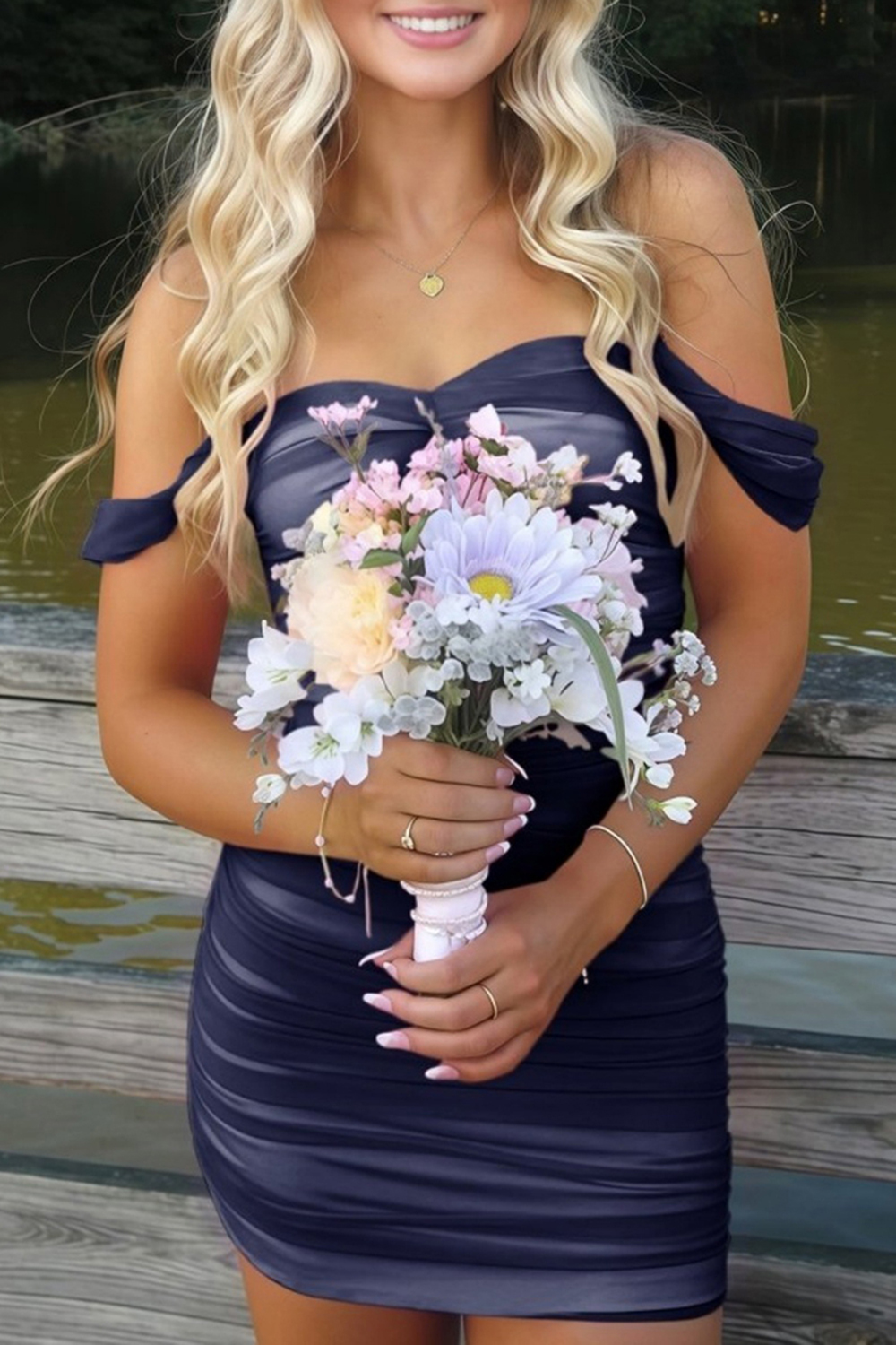 Fuchsia Bodycon Off The Shoulder Ruched Mini Party Dress