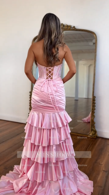 New Arrival Long Purple Mermaid Halter Glitter Prom Dress with Slit