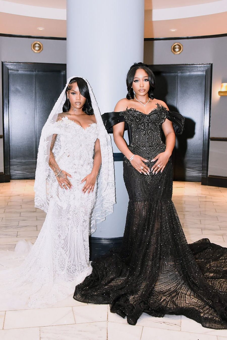 Newest Long Off-The-Shoulder Sleeveless Mermaid Prom Dress with Beaded Appliques and Sequins