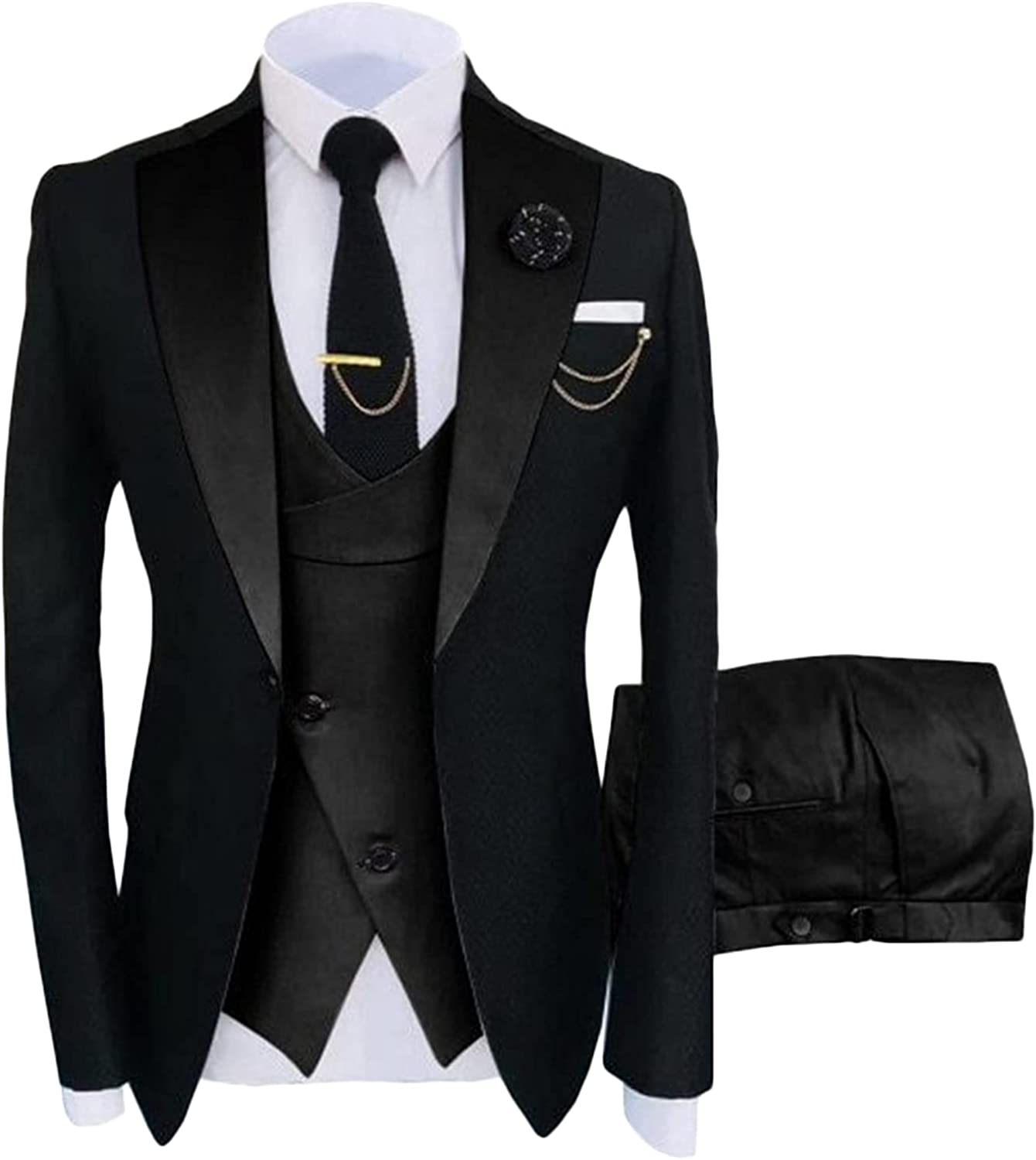 Timeless Black Shawl Lapel Three-Piece Prom Ensemble