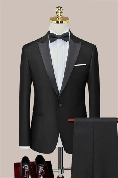 Classic Black Two-Piece One-Button Suit