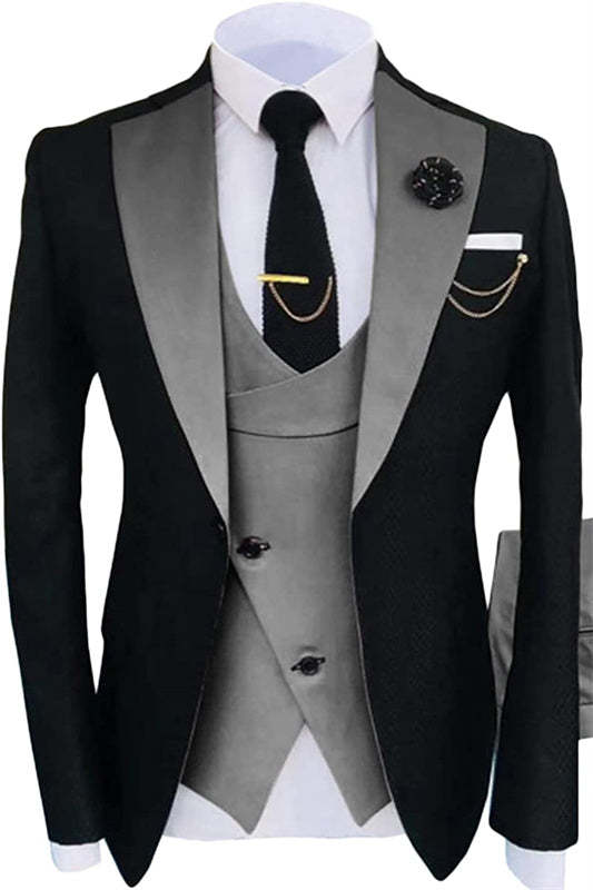 Latest Gray Shawl Lapel Three-Piece Prom Suit
