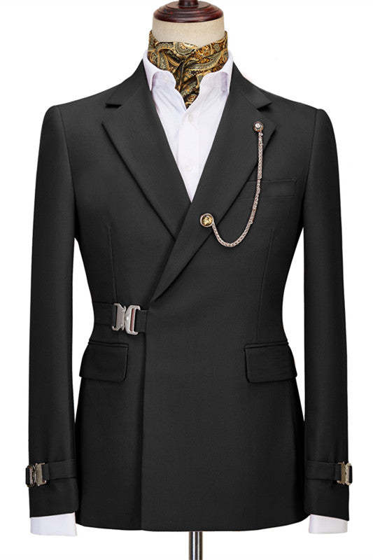 Fancy Black Notched Lapel Prom Ensemble For Men