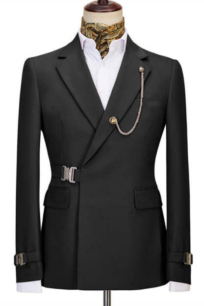 Fancy Black Notched Lapel Prom Ensemble For Men