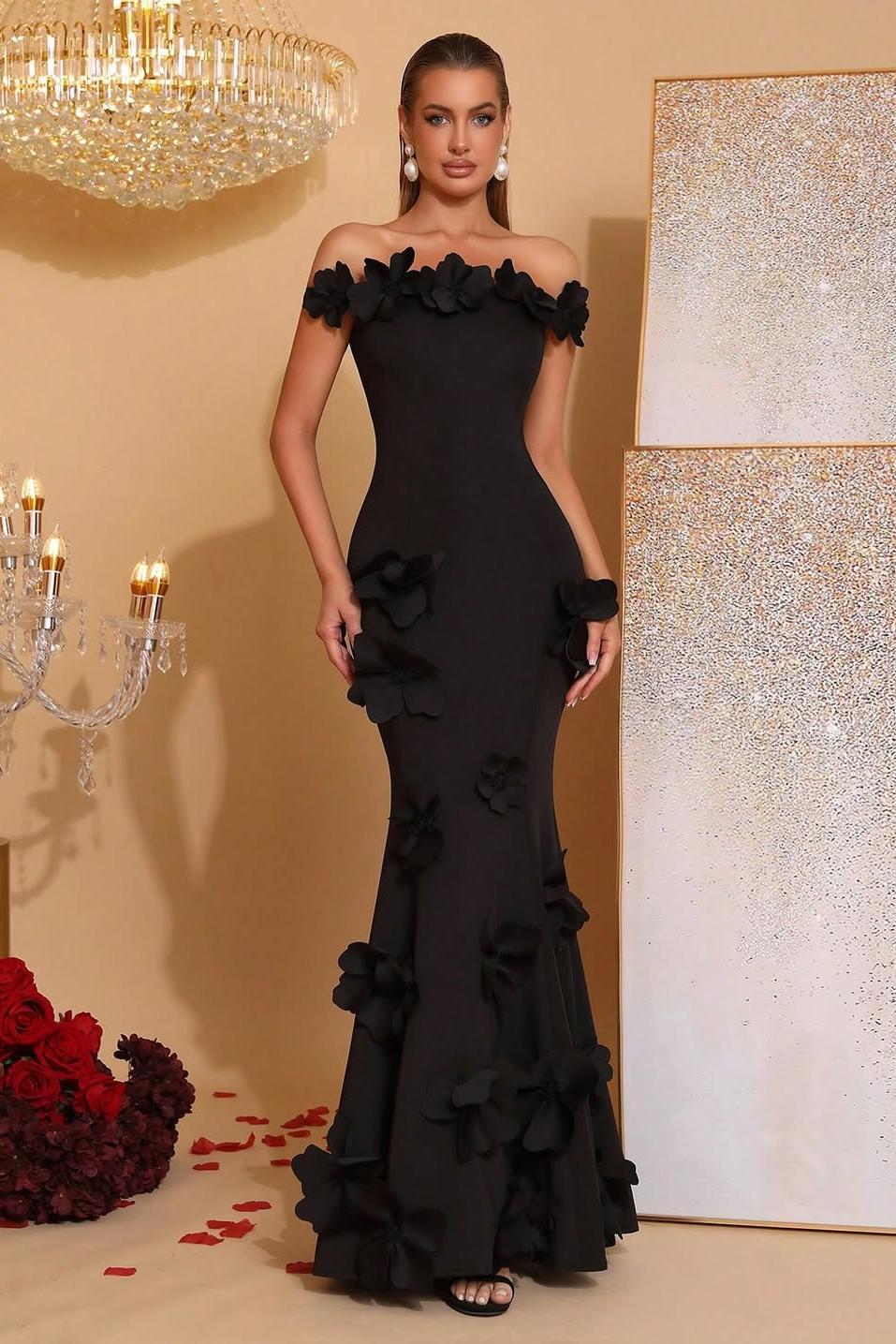 Off the Shoulder Sleeveless Long Mermaid Formal Dress With Appliques