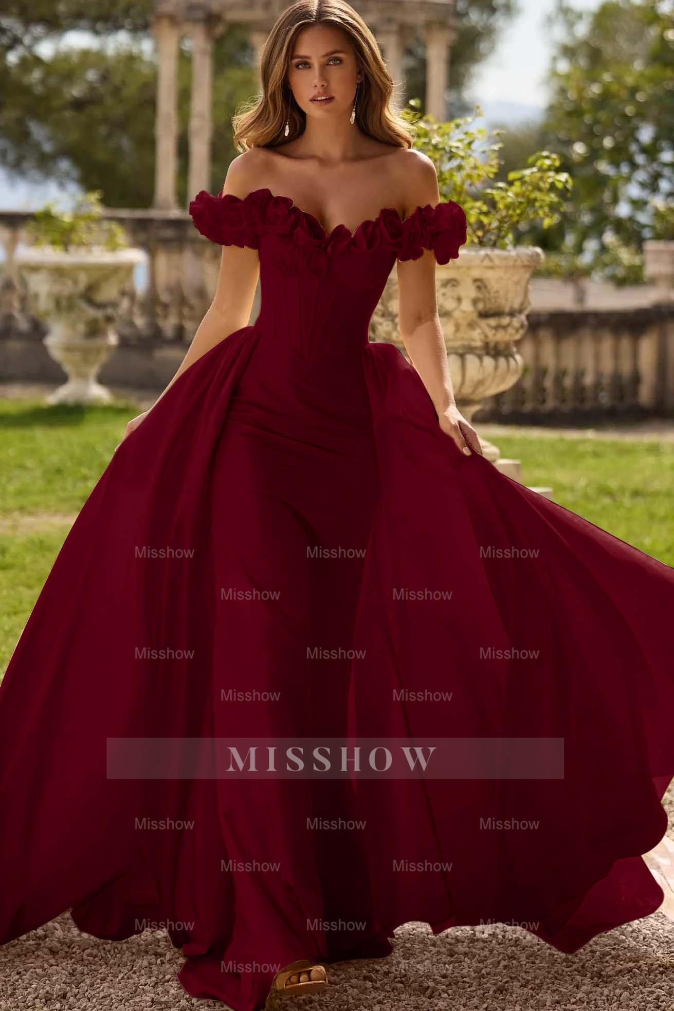 Off the Shoulder Sleeveless Long Mermaid Formal Dress With Pleated