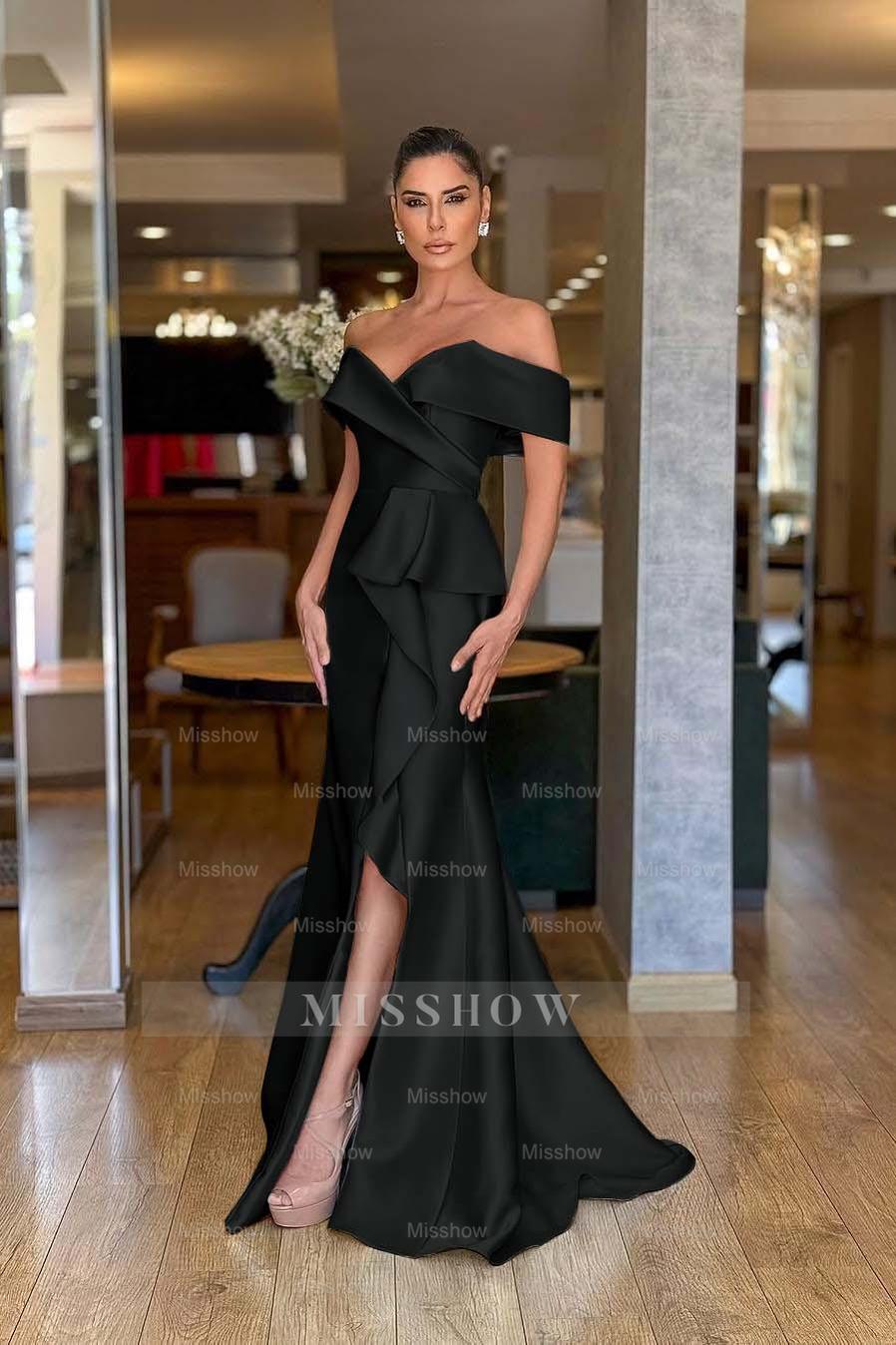 Off the Shoulder Sleeveless Long Mermaid Formal Dress With Split