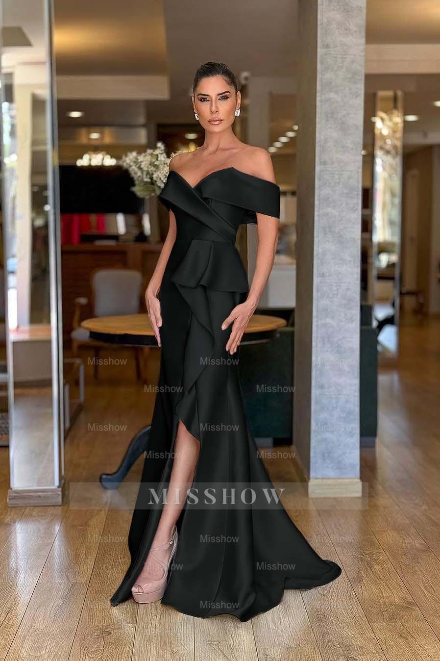 Off the Shoulder Sleeveless Long Mermaid Formal Dress With Split