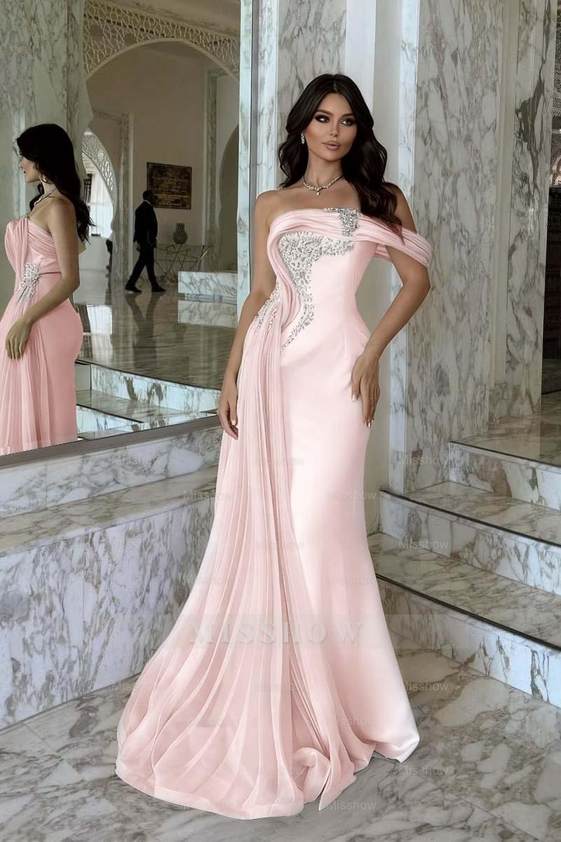 One Shoulder Sleeveless Long Mermaid Formal Dress With Beading