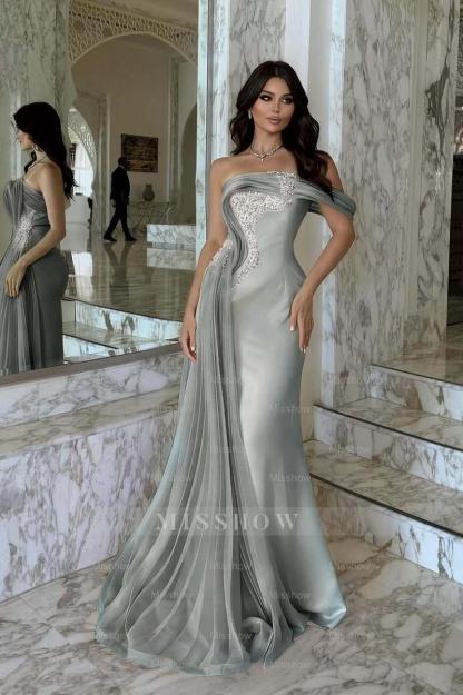 One Shoulder Sleeveless Long Mermaid Formal Dress With Beading