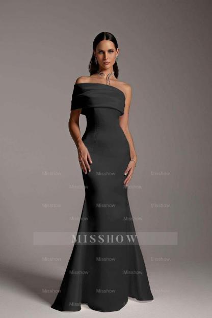 One Shoulder Sleeveless Mermaid Long Formal Dress With Ruffles