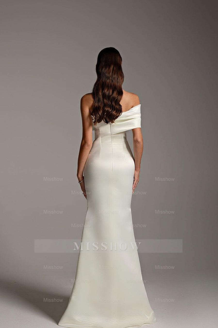 One Shoulder Sleeveless Mermaid Long Formal Dress With Ruffles