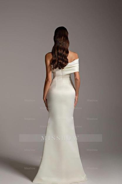 One Shoulder Sleeveless Mermaid Long Formal Dress With Ruffles