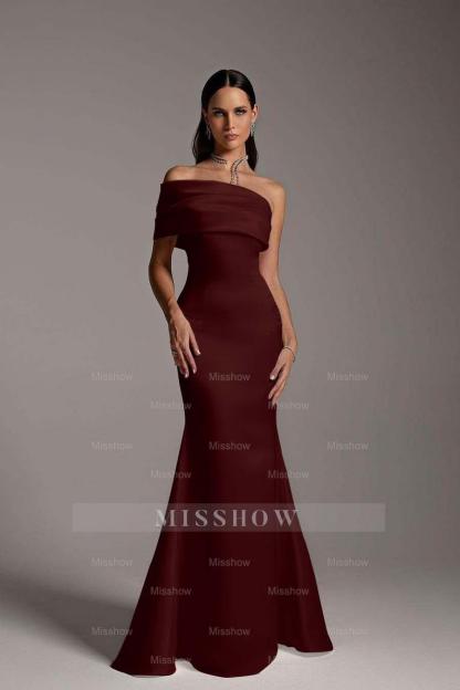 One Shoulder Sleeveless Mermaid Long Formal Dress With Ruffles