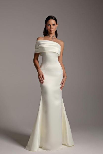 One Shoulder Sleeveless Mermaid Long Formal Dress With Ruffles