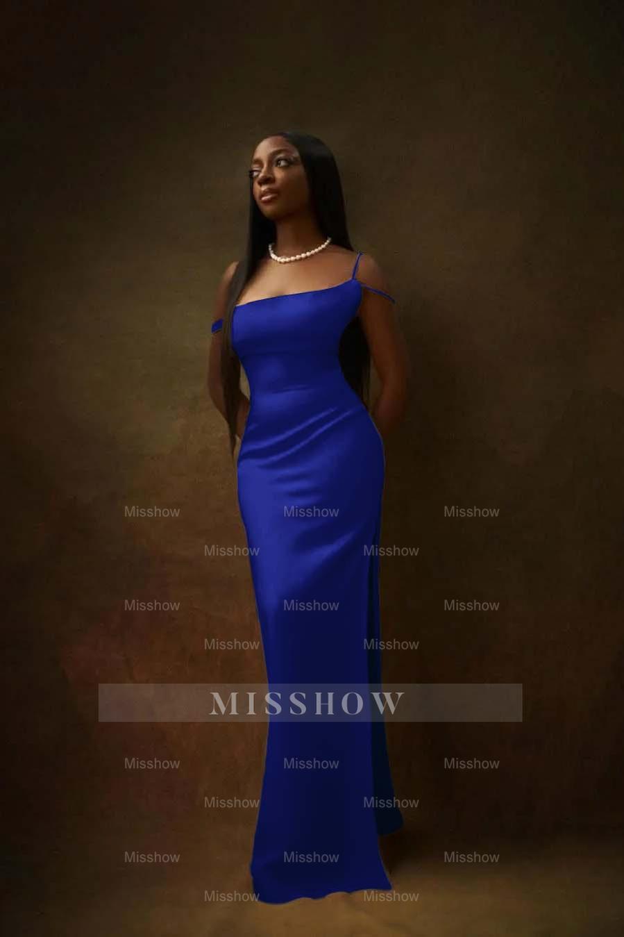 One Shoulder Sleeveless Split Long Formal Dress With Pleated Beading