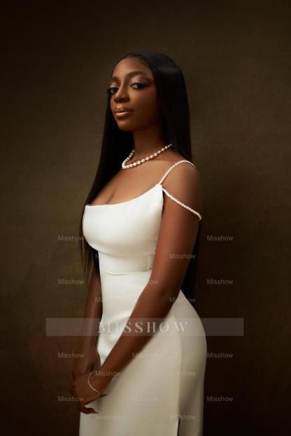 One Shoulder Sleeveless Split Long Formal Dress With Pleated Beading