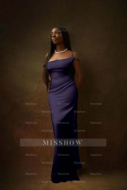 One Shoulder Sleeveless Split Long Formal Dress With Pleated Beading