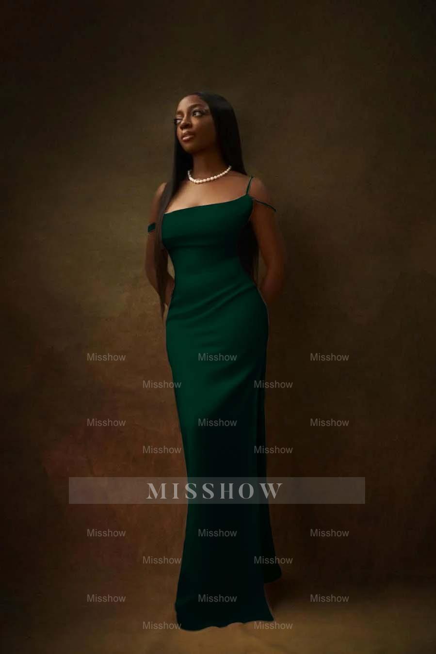 One Shoulder Sleeveless Split Long Formal Dress With Pleated Beading