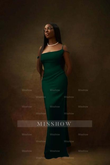 One Shoulder Sleeveless Split Long Formal Dress With Pleated Beading