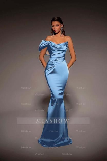 One Shoulder Strapless Long Mermaid Formal Dress With Pleated