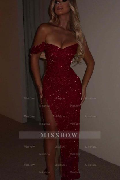One Shoulder Strapless Sleeveless Long Mermaid Formal Dress With Split