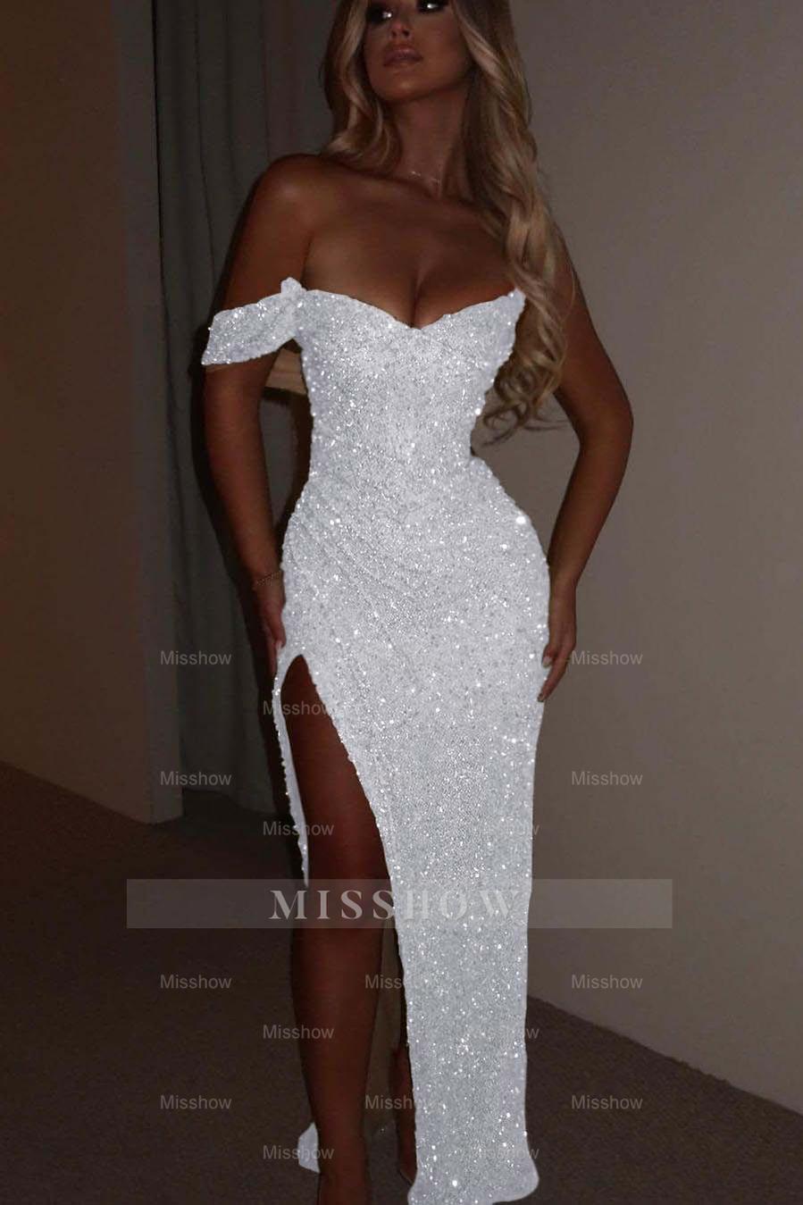 One Shoulder Strapless Sleeveless Long Mermaid Formal Dress With Split
