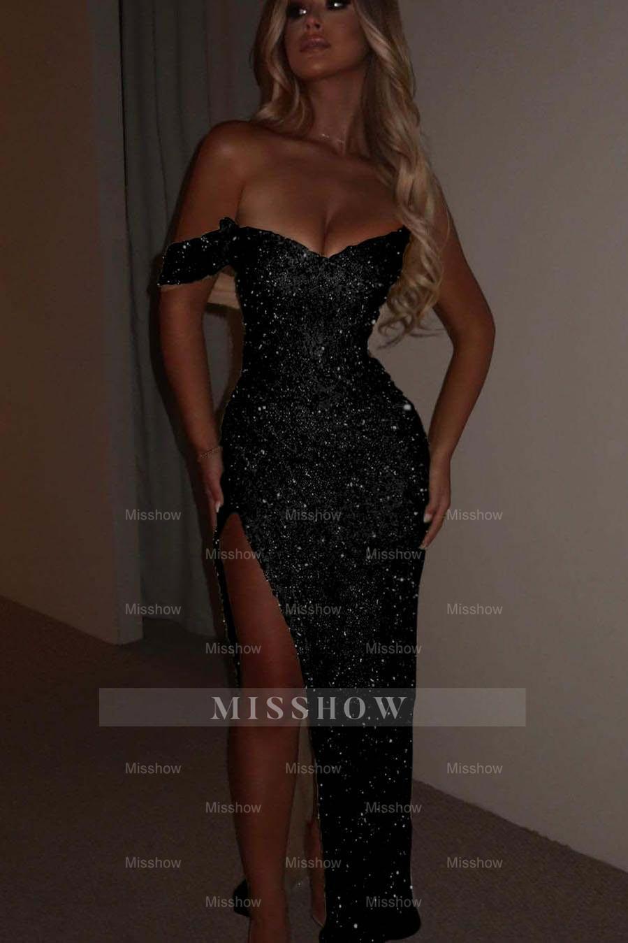 One Shoulder Strapless Sleeveless Long Mermaid Formal Dress With Split