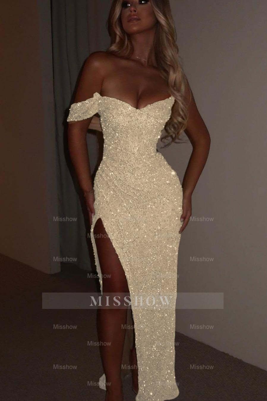 One Shoulder Strapless Sleeveless Long Mermaid Formal Dress With Split