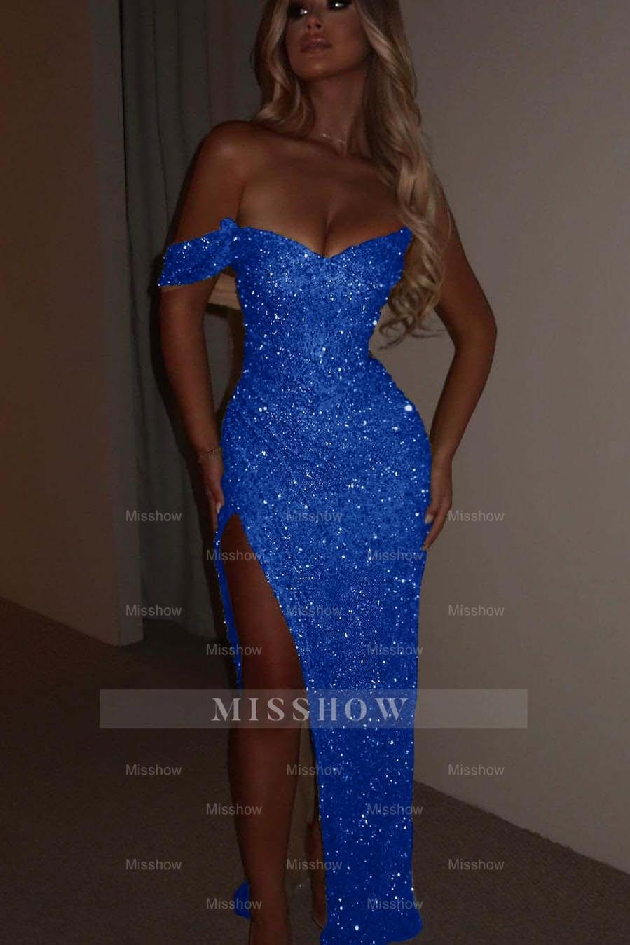 One Shoulder Strapless Sleeveless Long Mermaid Formal Dress With Split