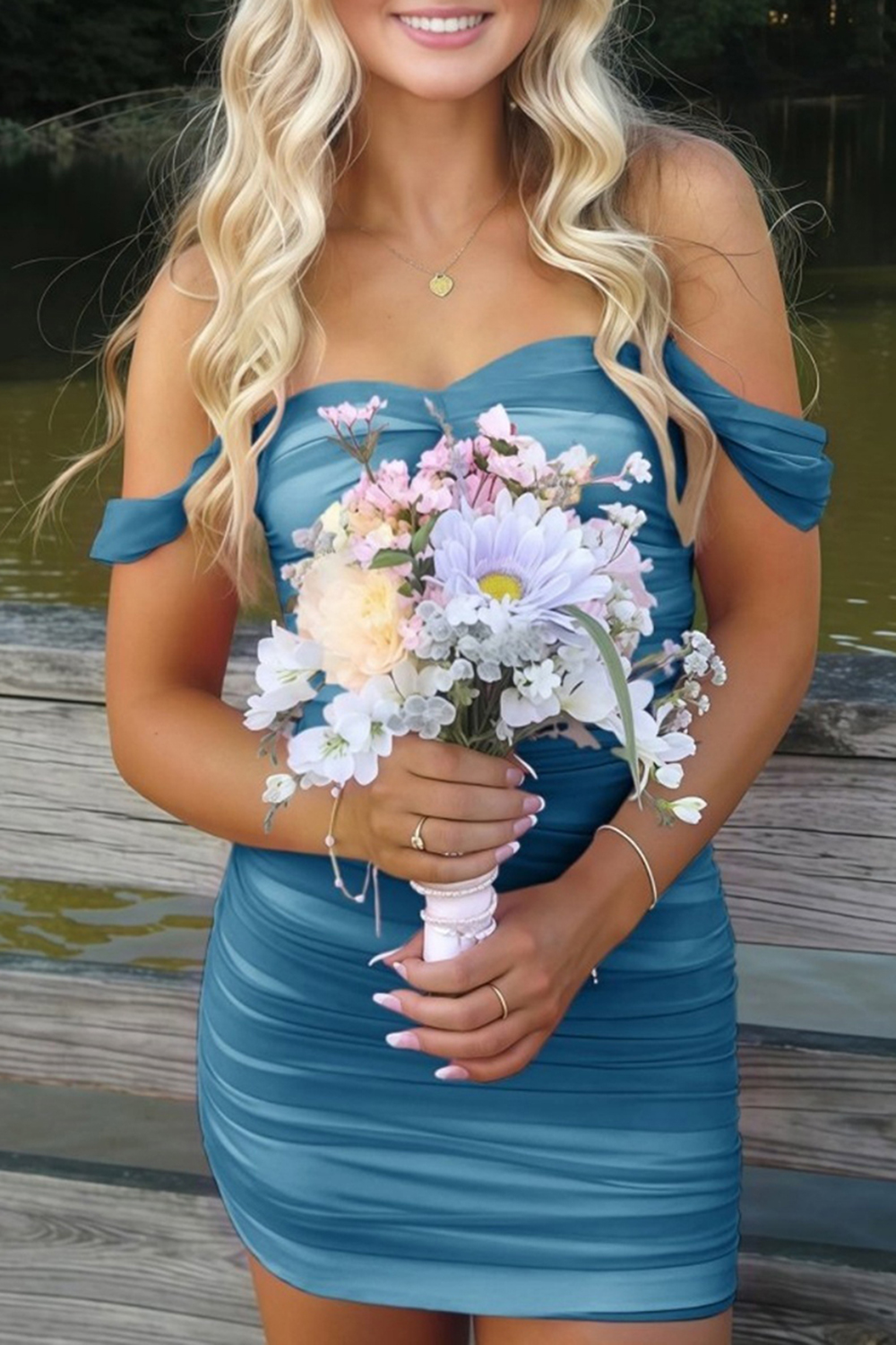 Fuchsia Bodycon Off The Shoulder Ruched Mini Party Dress