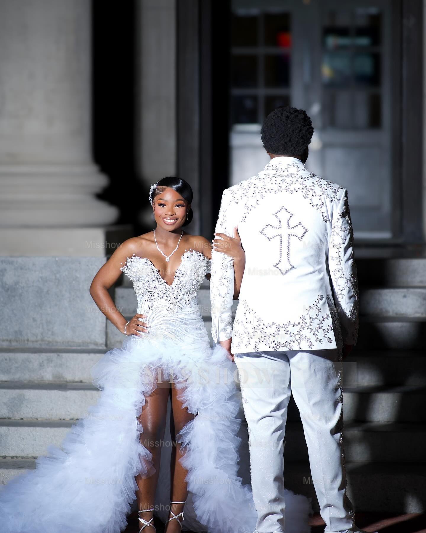 Popular Long White One Shoulder Sleeveless Mermaid Prom Dress with Ruffles and Slit