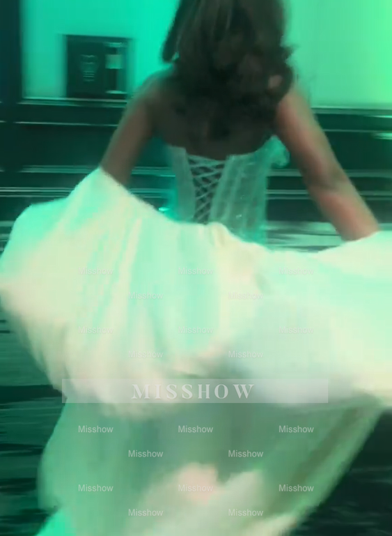 Pretty Mint Strapless Corset Mermaid Beaded Long Prom Dress with Slit