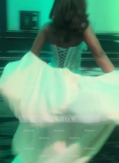 Pretty Mint Strapless Corset Mermaid Beaded Long Prom Dress with Slit