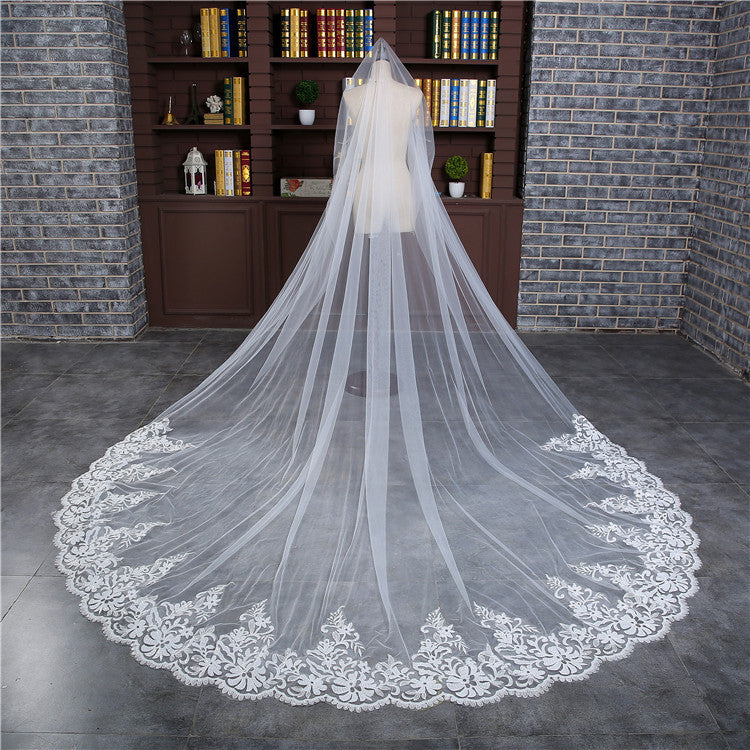 Princess Cute Lace Wedding Veils with Appliques