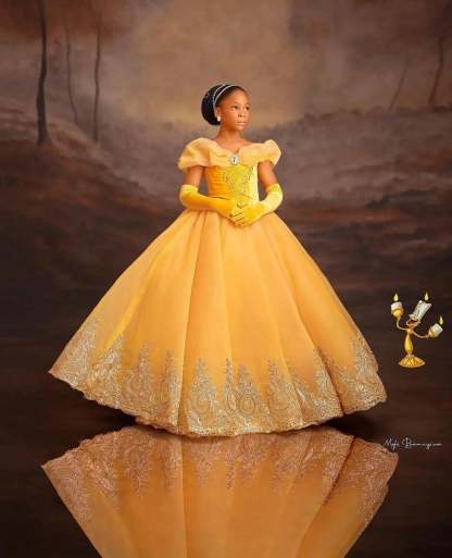 Princess Off The Shoulder Yellow Girl Pageant Lace Flower Girls Dresses for Wedding