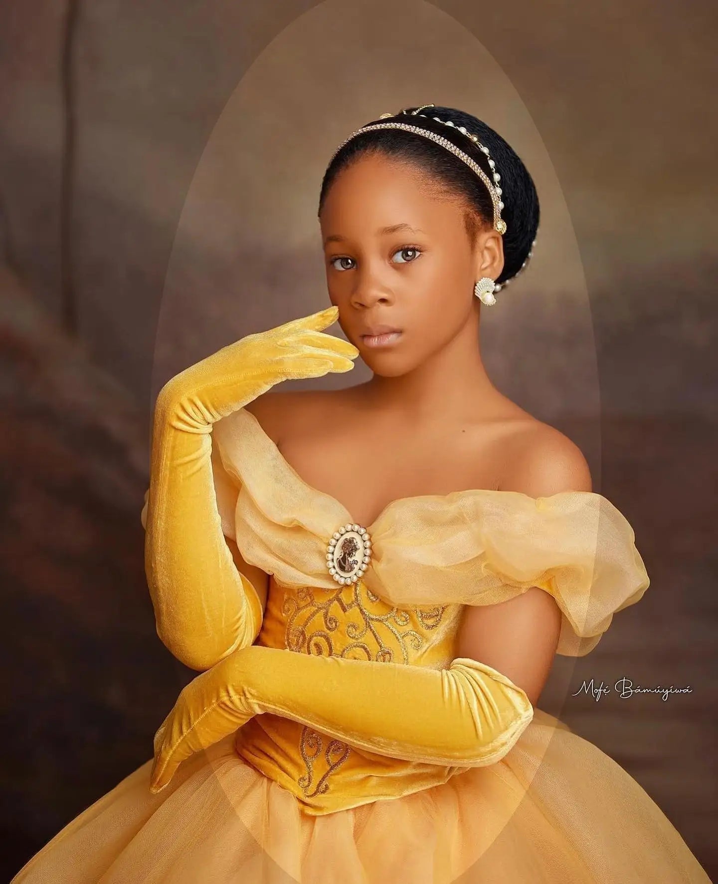 Princess Off The Shoulder Yellow Girl Pageant Lace Flower Girls Dresses for Wedding