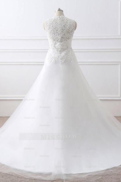Princess V-Neck Tulle New Arrival Wedding Dress With Lace