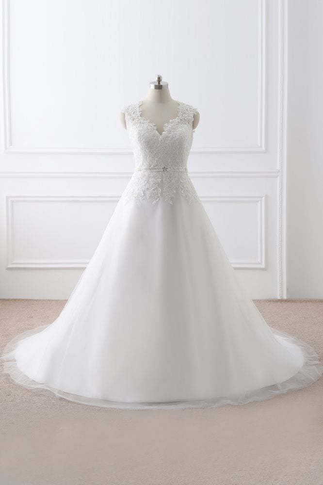 Princess V-Neck Tulle New Arrival Wedding Dress With Lace