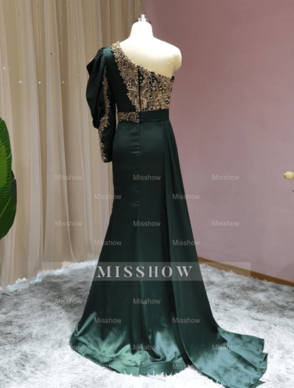 Prom Evening Dresses dark green | Evening dresses long with sleeves