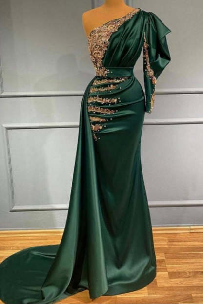Prom Evening Dresses dark green | Evening dresses long with sleeves