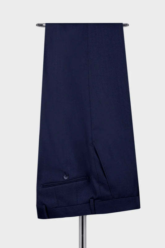 Rich Navy Peak Lapel Three Piece Business Wear