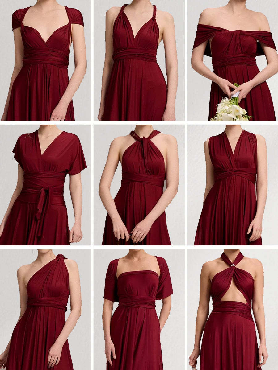 Satin A Line Princess Convertible Infinity Long Bridesmaid Dresses