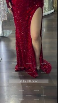 Sequin Strapless Long Mermaid Formal Dress With Split Detachable sleeves