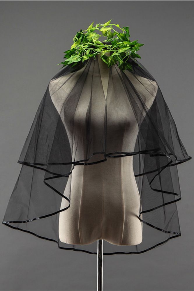 Sexy Black Tulle Ribbon Edge 1.5*1.5M Wedding Veils
