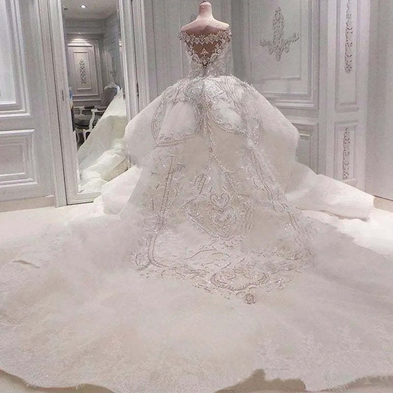 Sexy Strapless Crystals Mermaid Wedding Dresses with Overskirt Long Train