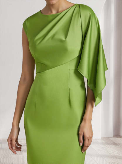 Sheath Column Scoop Asymmetrical Split Side Bridesmaid Dresses
